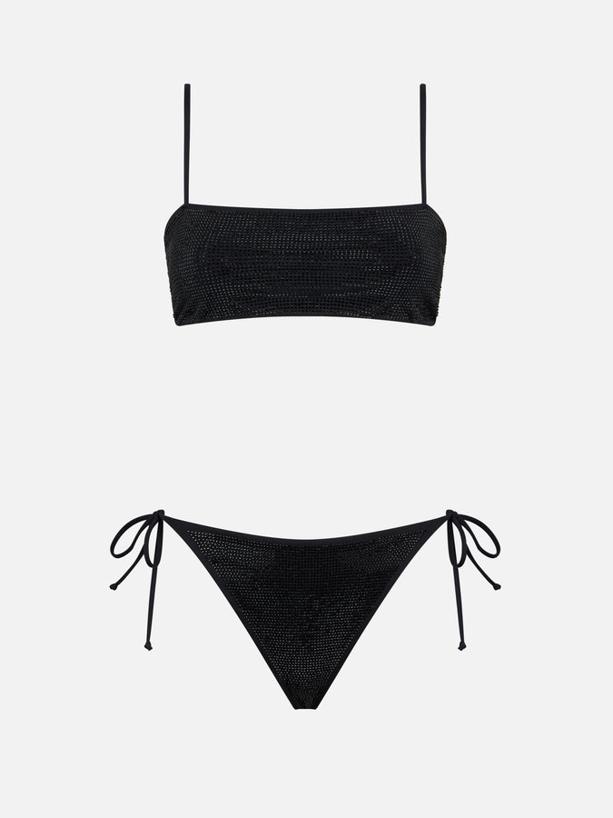 Mc2 Saint Barth Bikini da donna a fascia nero con strass Sconto