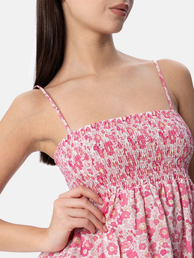 Mc2 Saint Barth Abito da donna Betsy in cotone Hawa con ricamo punto smock | REALIZZATO CON TESSUTO LIBERTY Vendite Flash