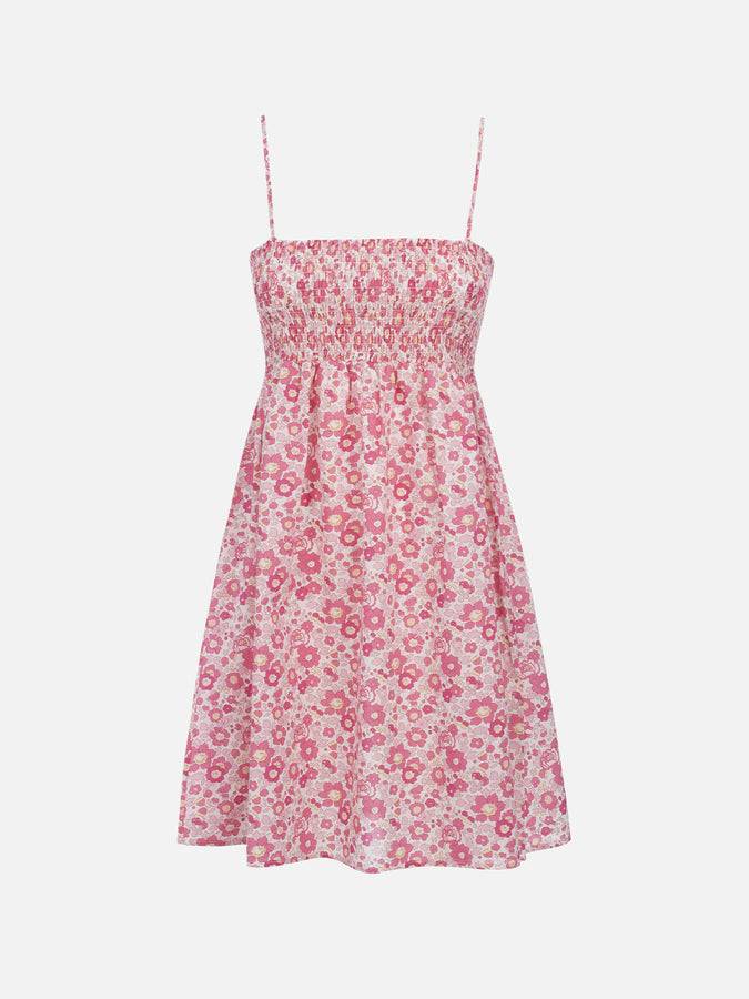 Mc2 Saint Barth Abito da donna Betsy in cotone Hawa con ricamo punto smock | REALIZZATO CON TESSUTO LIBERTY Vendite Flash