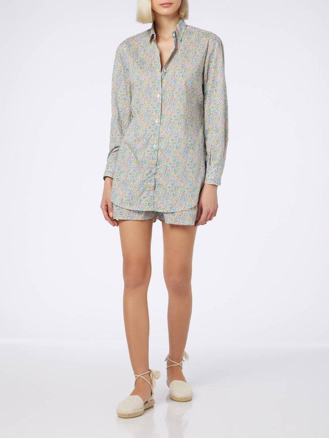 Mc2 Saint Barth Camicia over da donna in cotone con stampa Emma & Georgina Brigitte | REALIZZATO CON TESSUTO LIBERTY Negozio