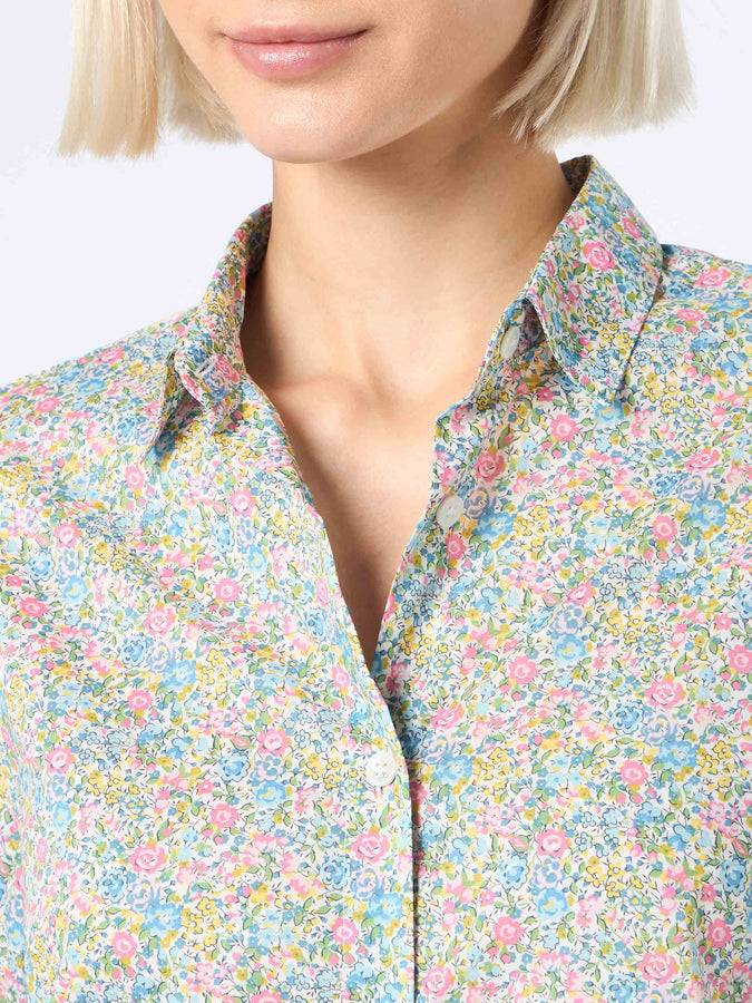 Mc2 Saint Barth Camicia over da donna in cotone con stampa Emma & Georgina Brigitte | REALIZZATO CON TESSUTO LIBERTY Negozio