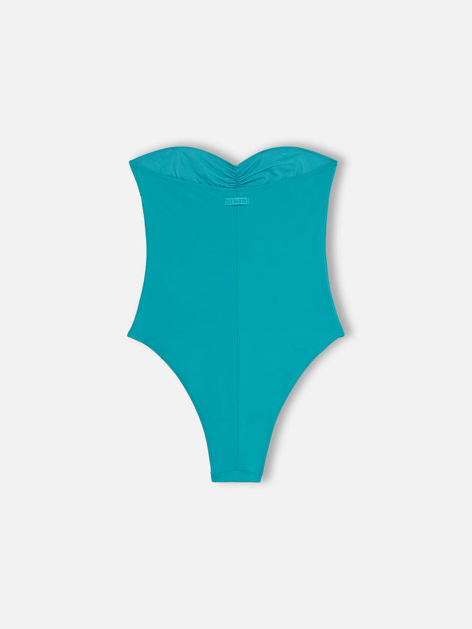 Mc2 Saint Barth Women teal green strapless one piece swimsuit Soleil Pezzi Unici