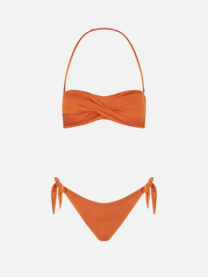 Mc2 Saint Barth Bikini a fascia incrociata arancione lucido Affare Del Giorno