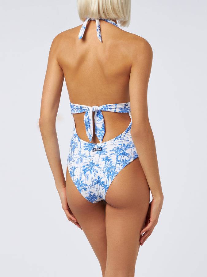 Mc2 Saint Barth Woman one-piece Marylin swimsuit with toile de Jouy print Hotsell