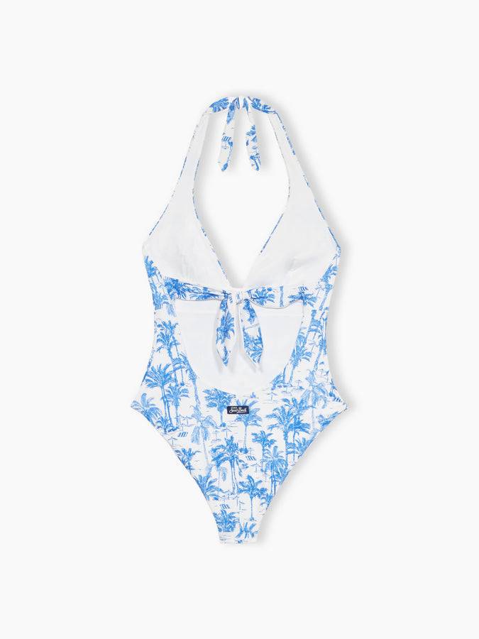Mc2 Saint Barth Woman one-piece Marylin swimsuit with toile de Jouy print Hotsell