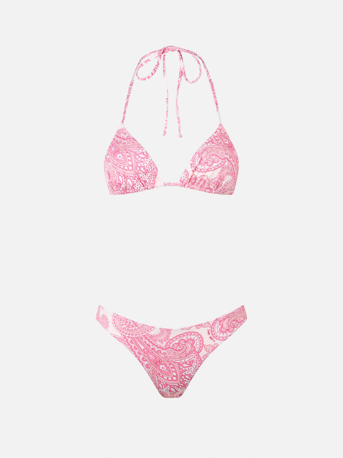 Mc2 Saint Barth Bikini donna triangolo paisley rosa Leah Lido In Vendita
