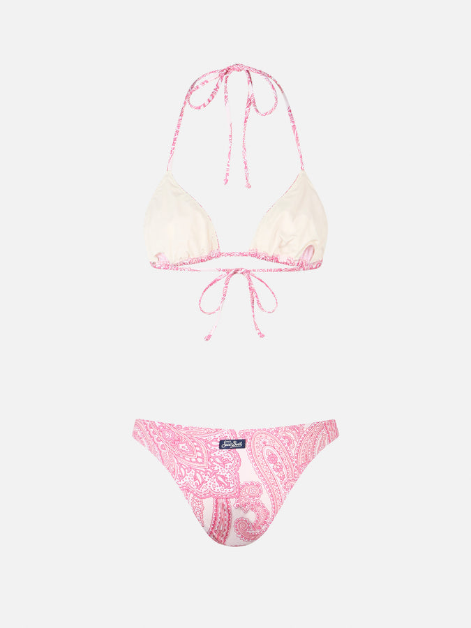Mc2 Saint Barth Bikini donna triangolo paisley rosa Leah Lido In Vendita