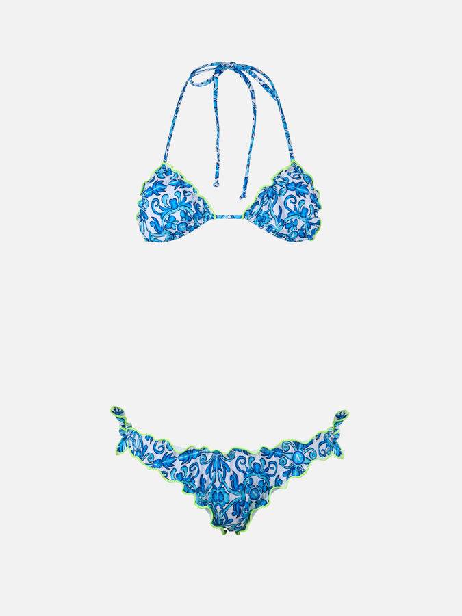 Mc2 Saint Barth Woman Napoli print triangle classic bikini Sarius | SSC NAPOLI SPECIAL EDITION Saldi Di Fabbrica