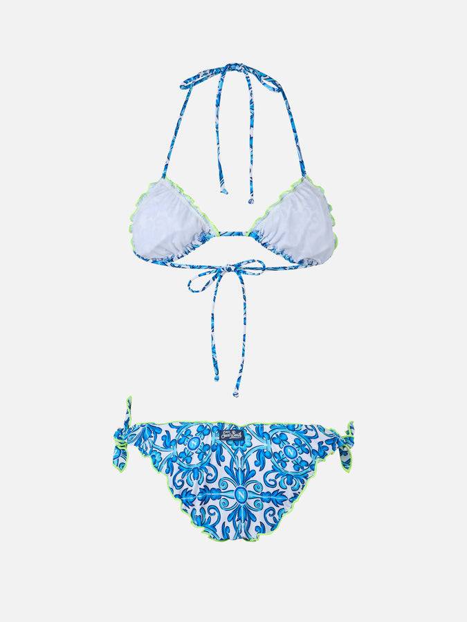 Mc2 Saint Barth Woman Napoli print triangle classic bikini Sarius | SSC NAPOLI SPECIAL EDITION Saldi Di Fabbrica