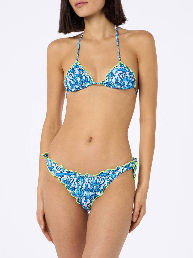 Mc2 Saint Barth Woman Napoli print triangle classic bikini Sarius | SSC NAPOLI SPECIAL EDITION Saldi Di Fabbrica