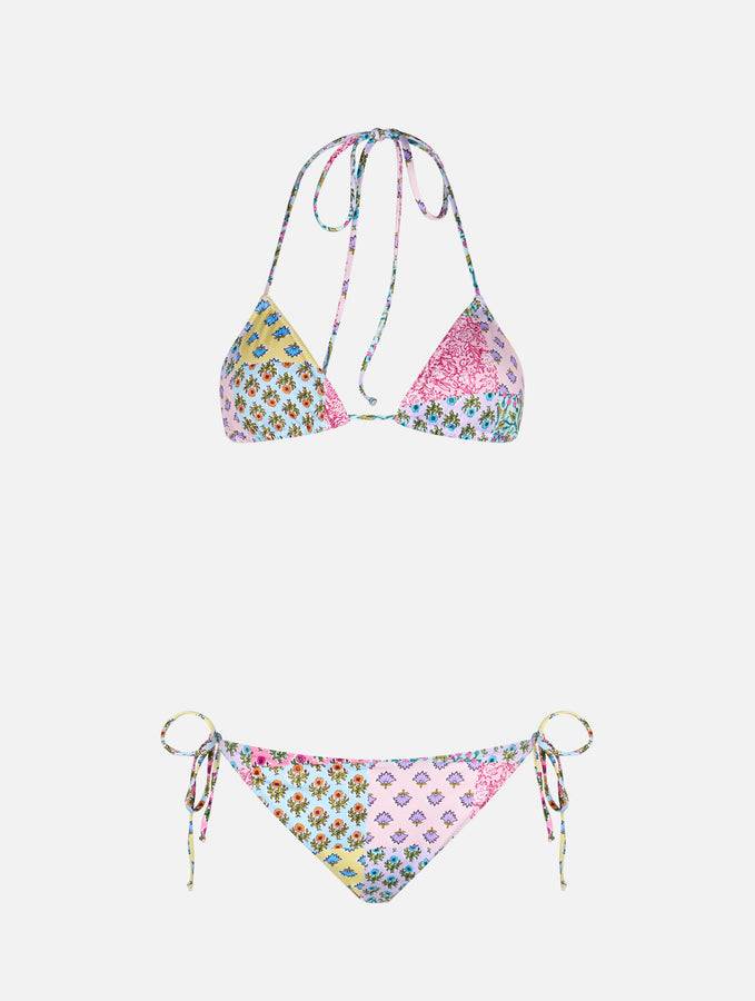 Mc2 Saint Barth Bikini da donna a triangolo con patch floreali radicali Leah Virgo Vendite Flash