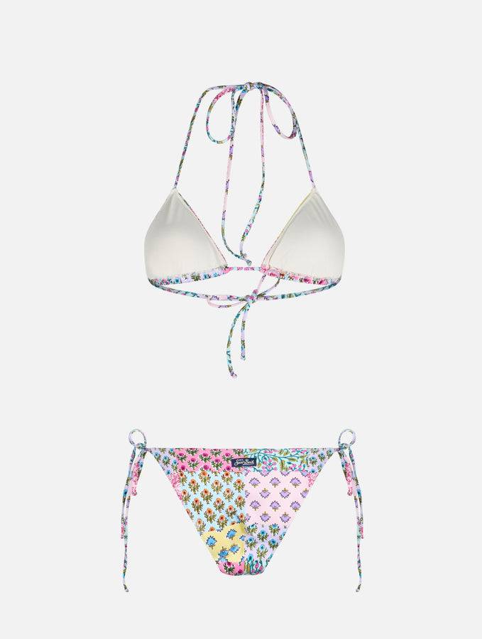 Mc2 Saint Barth Bikini da donna a triangolo con patch floreali radicali Leah Virgo Vendite Flash