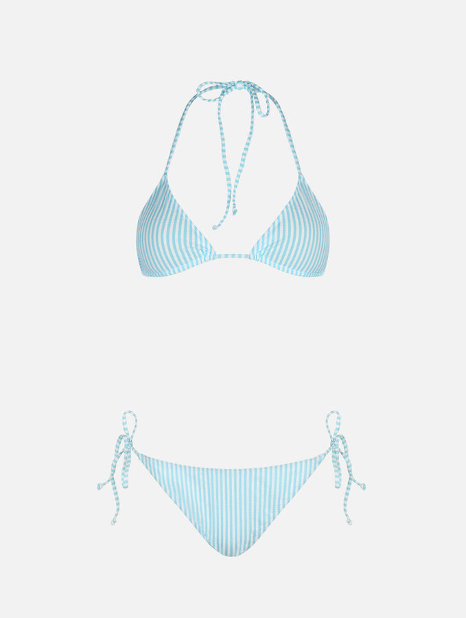 Mc2 Saint Barth Bikini da donna a triangolo a righe seersucker Leah Virgo In Saldo