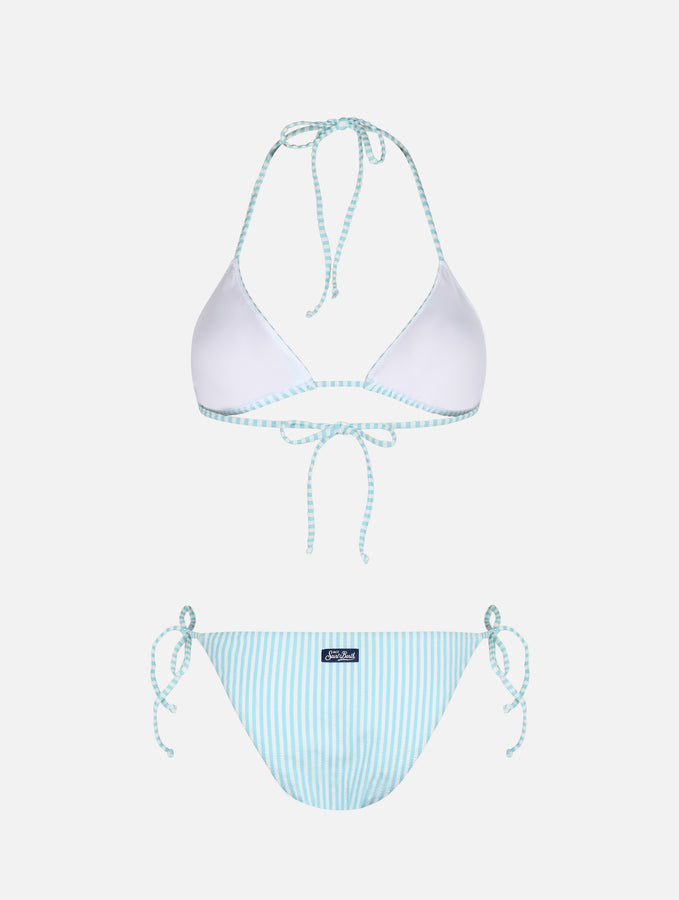 Mc2 Saint Barth Bikini da donna a triangolo a righe seersucker Leah Virgo In Saldo