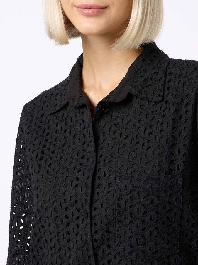 Mc2 Saint Barth Woman black Sangallo shirt mini dress In Linea
