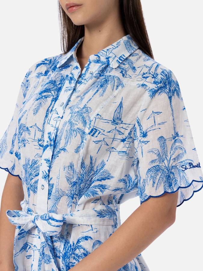 Mc2 Saint Barth Woman flower linen dress Hermione Soddisfazione Garantita