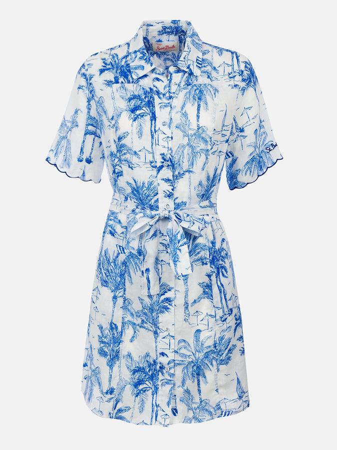 Mc2 Saint Barth Woman flower linen dress Hermione Soddisfazione Garantita
