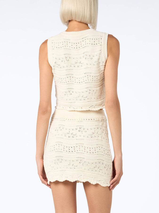Mc2 Saint Barth Woman sleeveless cotton knit top Peach Offerta Pasqua