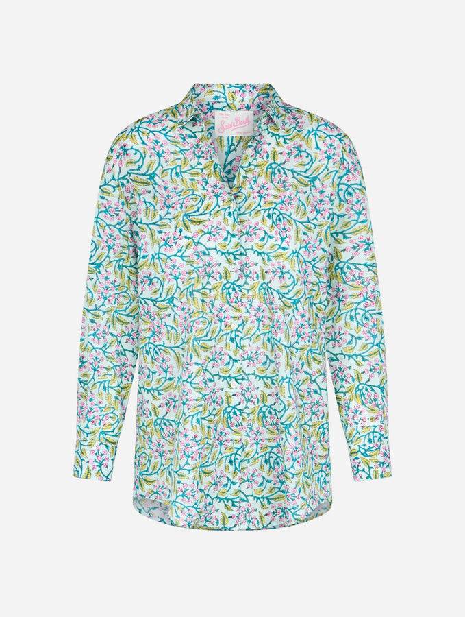 Mc2 Saint Barth Camicia da donna over Brigitte in cotone con stampa fiori 2025