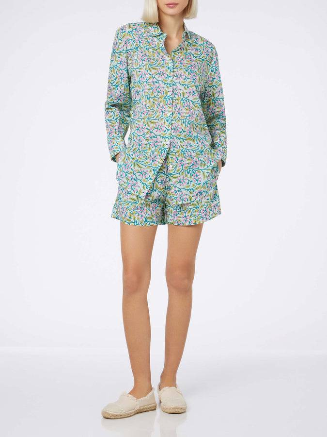 Mc2 Saint Barth Pantaloncini da donna pull up a fiori in cotone Meave In Linea