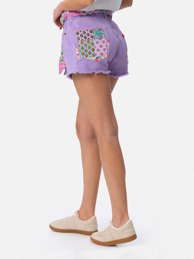 Mc2 Saint Barth Pantaloncini da donna in denim riciclatoo con toppe Ultimo giorno