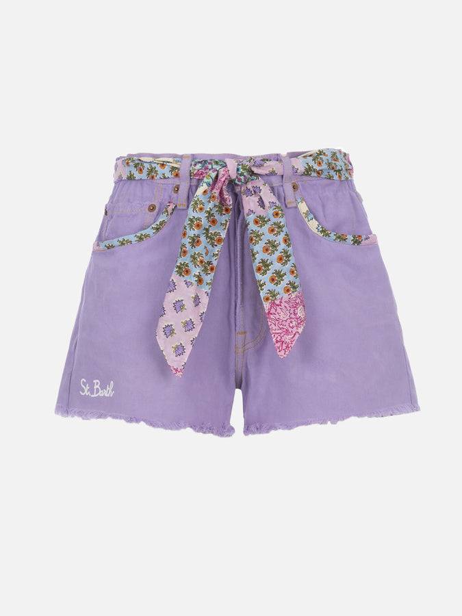 Mc2 Saint Barth Pantaloncini da donna in denim riciclatoo con toppe Ultimo giorno