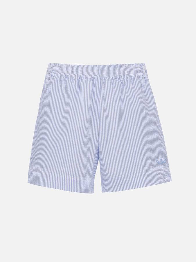Mc2 Saint Barth Pantaloncini da donna pull up a righe seersucker Meave Sconti questo mese