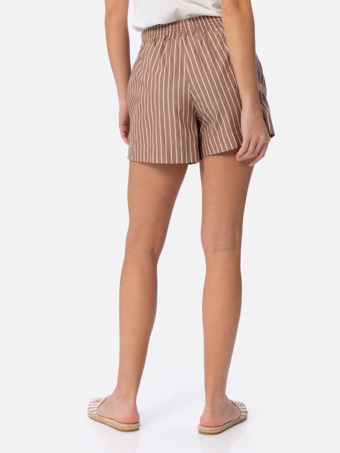 Mc2 Saint Barth Pantaloncini da donna pull up in cotone rigato Meave Qualità