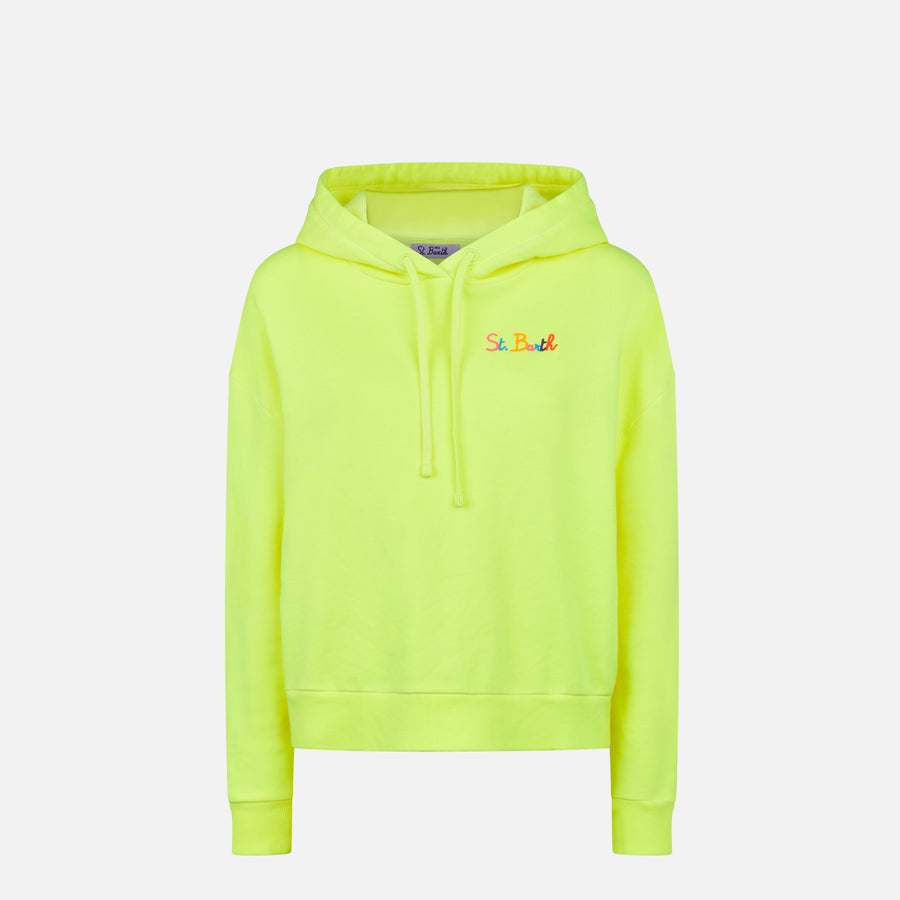 Mc2 Saint Barth Felpa giallo fluo con cappuccio con ricamo St. Barth Fino Al -60%