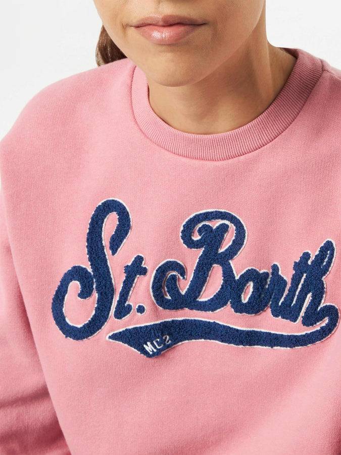 Mc2 Saint Barth Felpa da donna rosa in felpa con logo in spugna Offerta Pasqua
