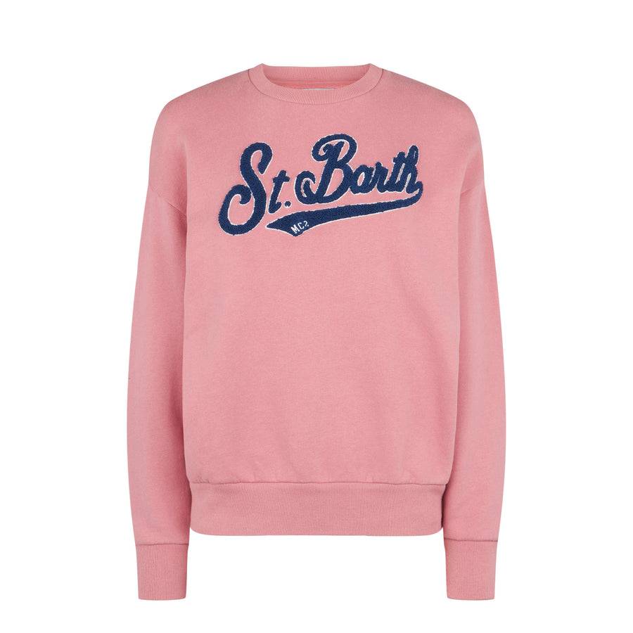 Mc2 Saint Barth Felpa da donna rosa in felpa con logo in spugna Offerta Pasqua