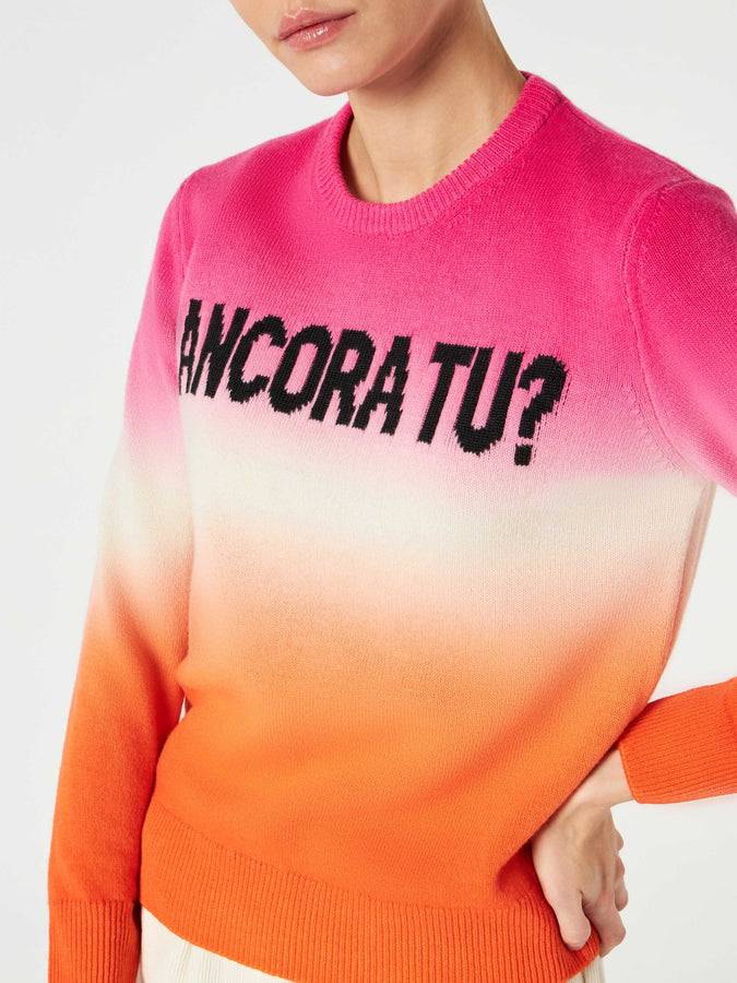 Mc2 Saint Barth Maglia da donna fucsia e arancio degradé con scritta Ancora tu In Saldo