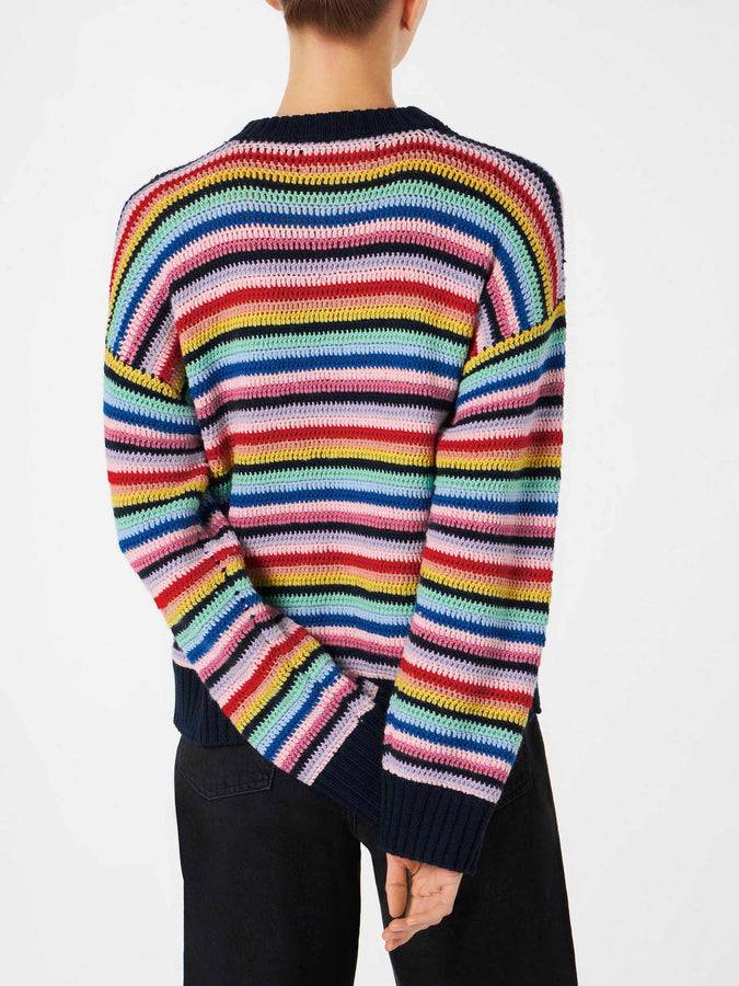 Mc2 Saint Barth Maglia da donna all'uncinetto a righe multicolore Moda