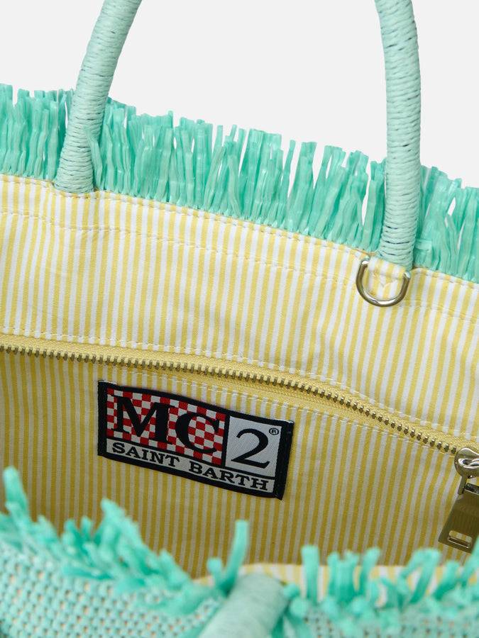 Mc2 Saint Barth Water green Colette Straw handbag with flower wood beads embellishment Qualità