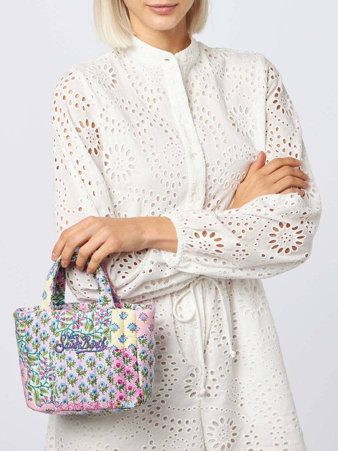 Mc2 Saint Barth Borsa Soft Tote Mini trapuntata a fiori multicolor Trasporto libero internazionale