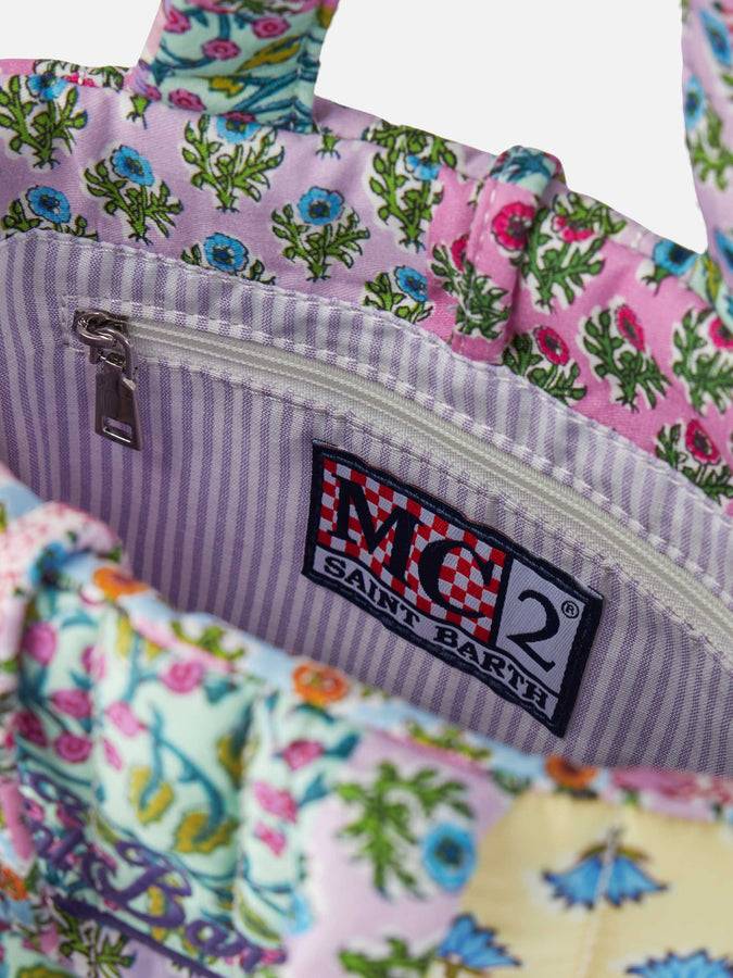 Mc2 Saint Barth Borsa Soft Tote Mini trapuntata a fiori multicolor Trasporto libero internazionale