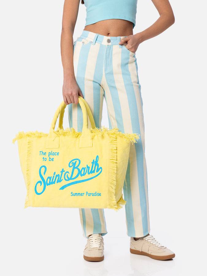 Mc2 Saint Barth Borsa tote Vanity in tela di cotone gialla 50% di sconto per tempo limitato