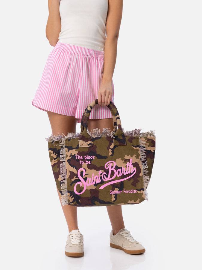 Mc2 Saint Barth Borsa tote Vanity in tela di cotone mimetico Spedizione Gratuita