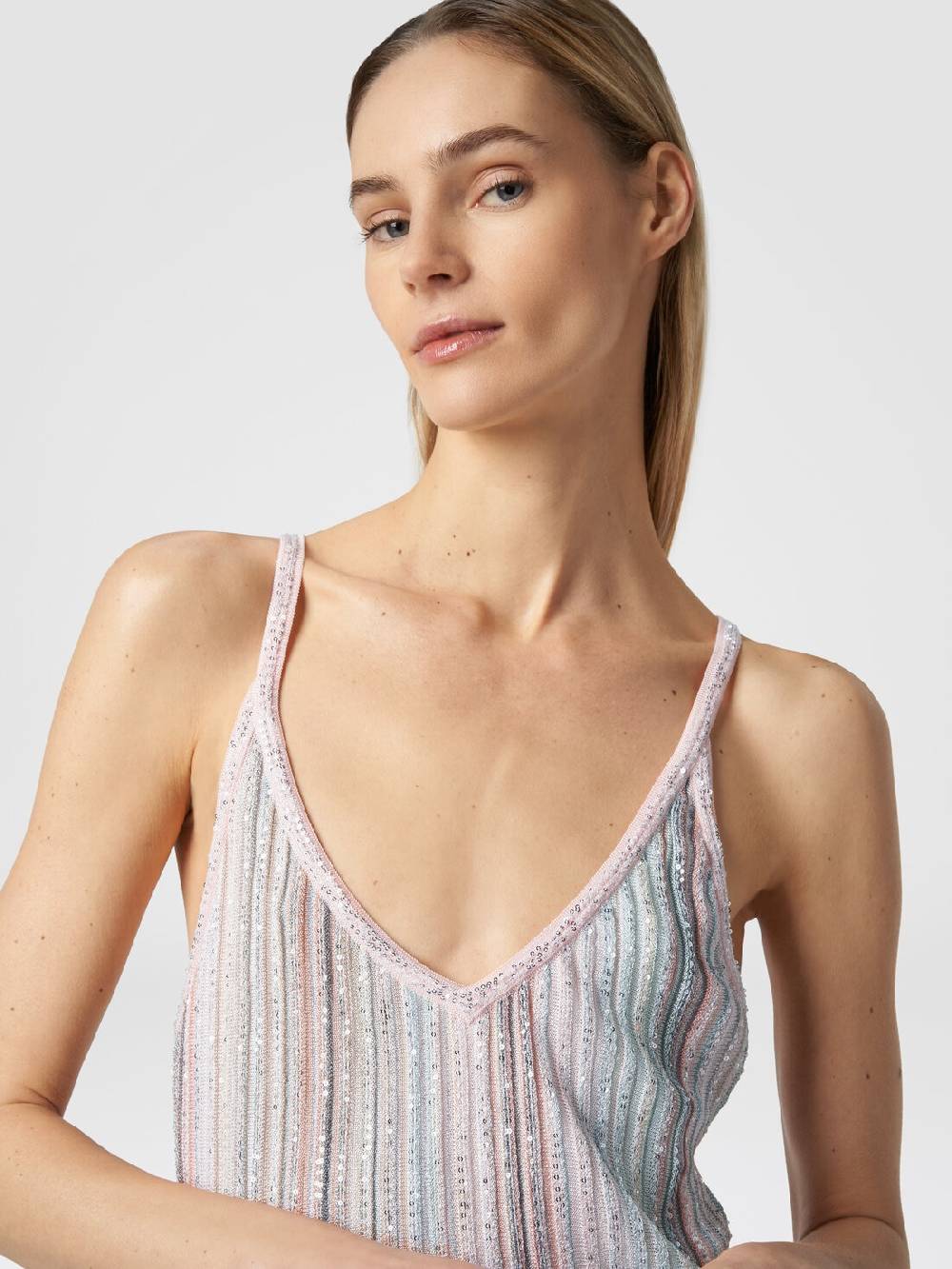 ﻿Missoni Mini-abito in maglia a righe verticali con paillettes Acquista Ora