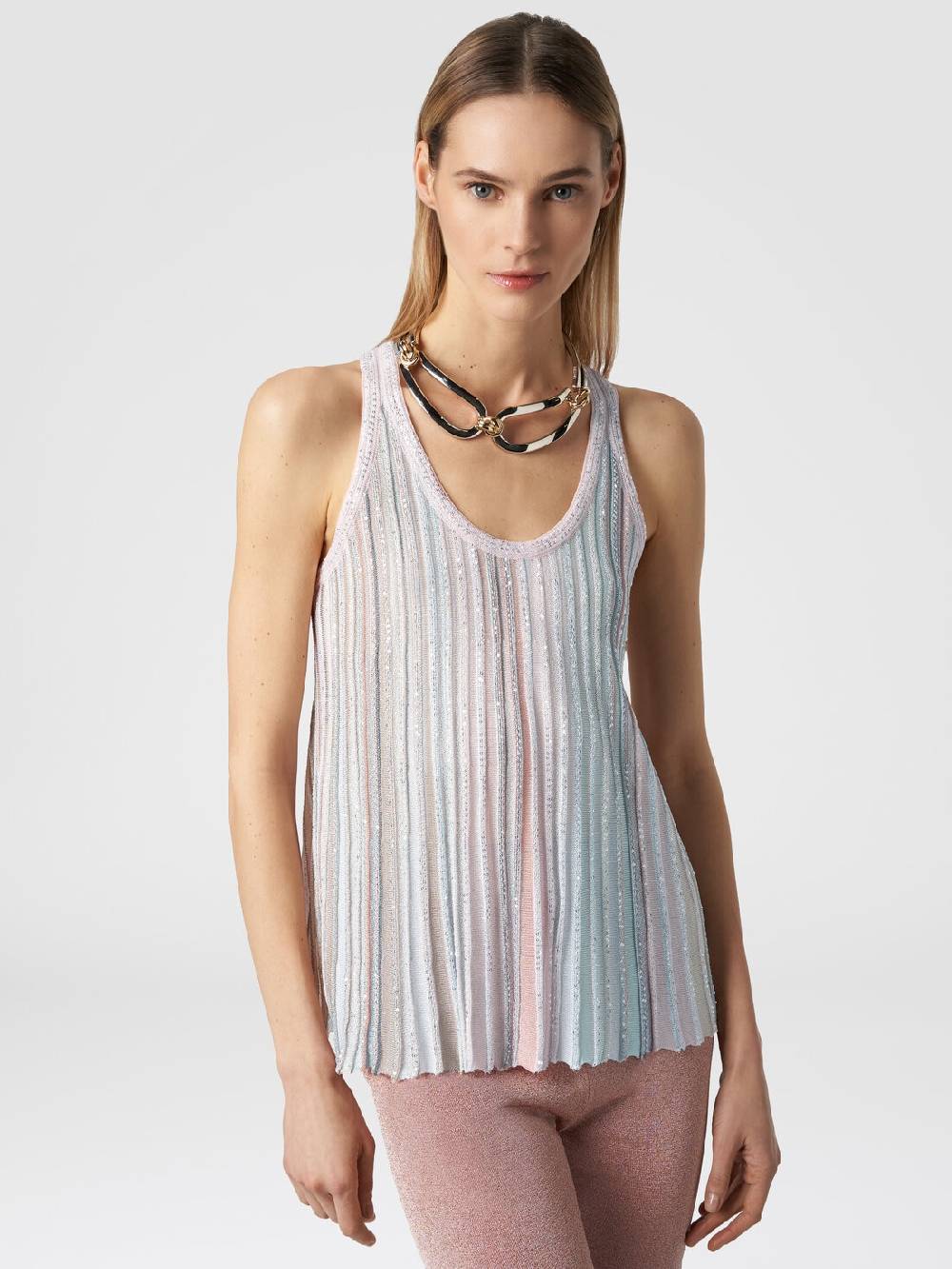 Missoni Canottiera in maglia a righe verticali con paillettes Nuovi prodotti