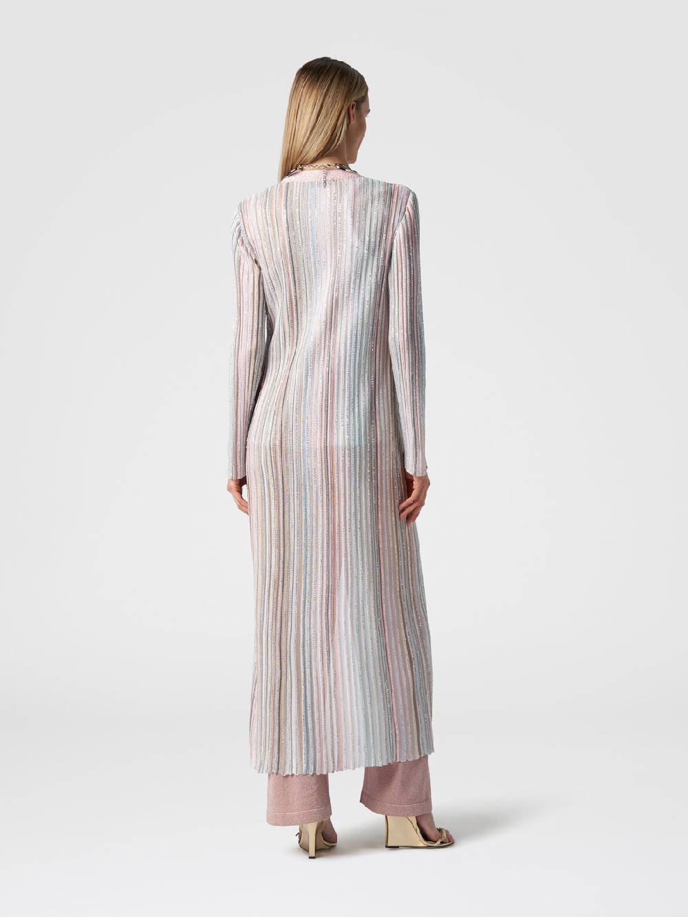 Missoni Cardigan lungo in maglia con righe verticali e paillettes Shopping Online
