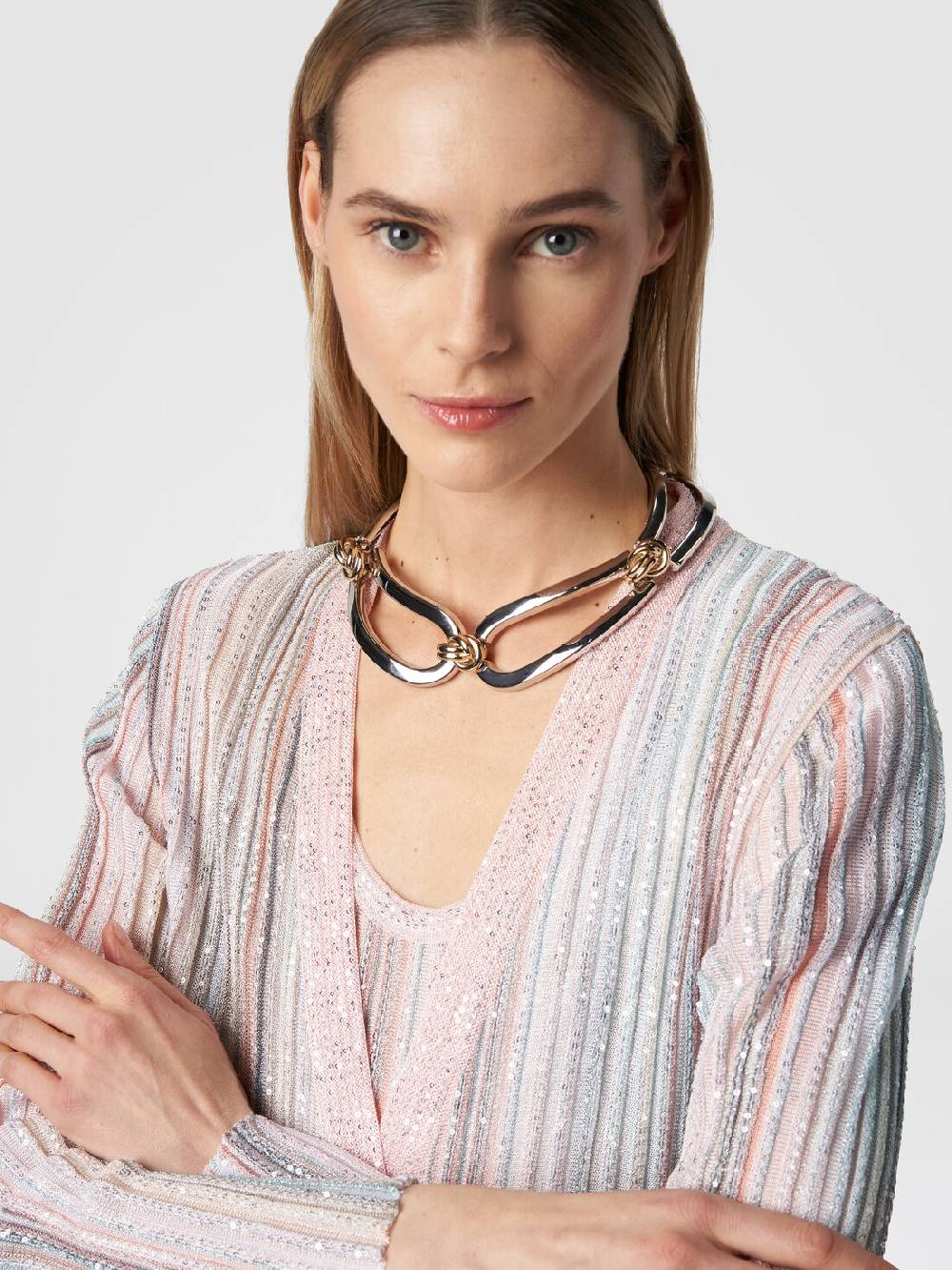 Missoni Cardigan lungo in maglia con righe verticali e paillettes Shopping Online