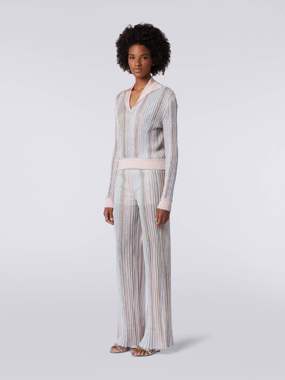 Missoni Pantaloni in maglia a righe verticali con paillettes Prezzo Ridotto