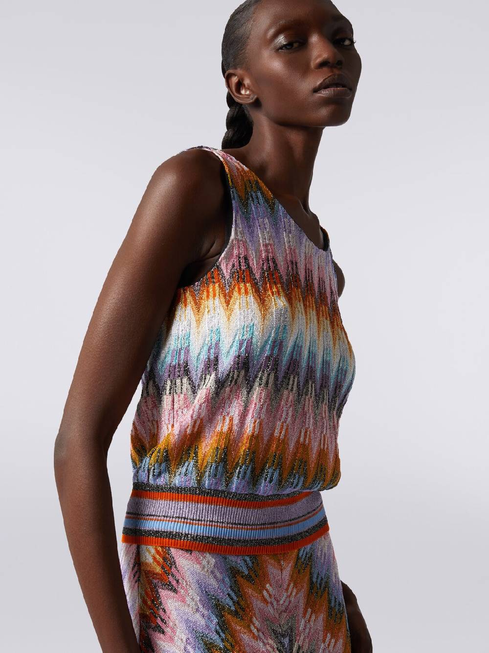 Missoni Top senza maniche in viscosa zig zag con lurex Novità