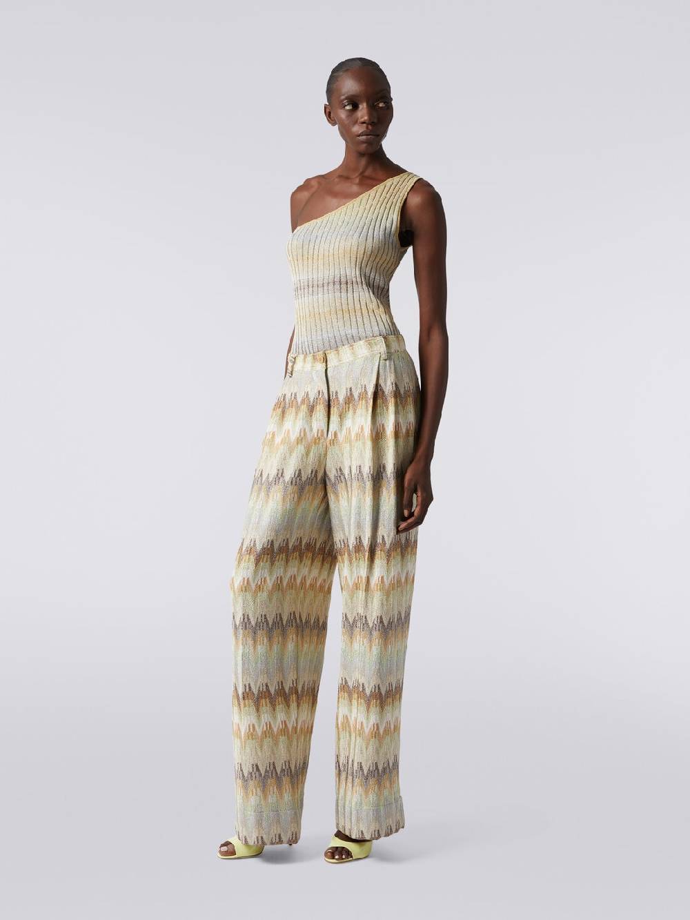Missoni Pantaloni classici in viscosa zig zag con lurex Sconto