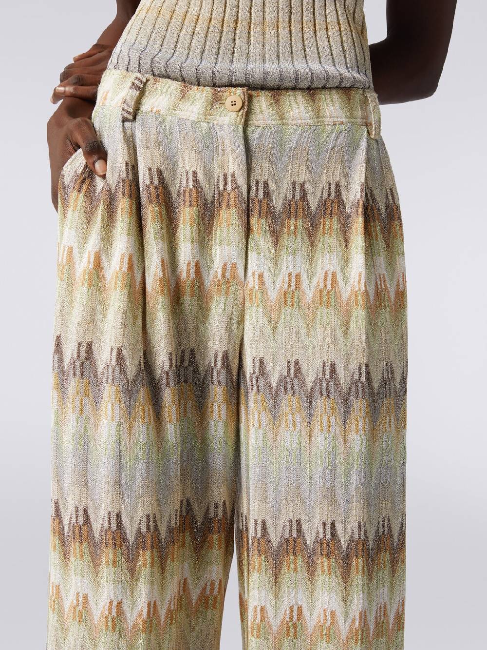 Missoni Pantaloni classici in viscosa zig zag con lurex Sconto