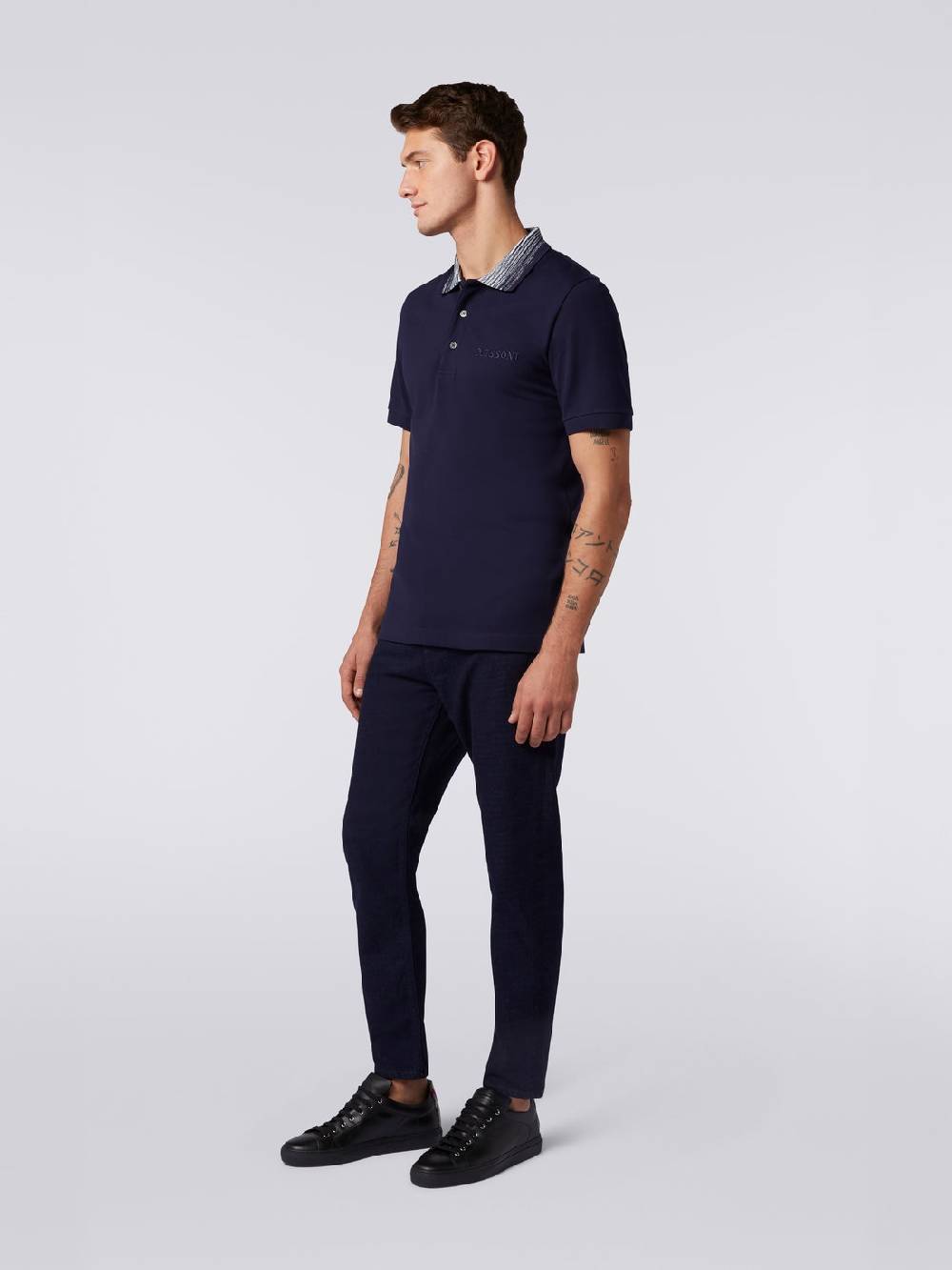 Missoni Polo in cotone con colletto fiammato e scritta logo Vendite Flash