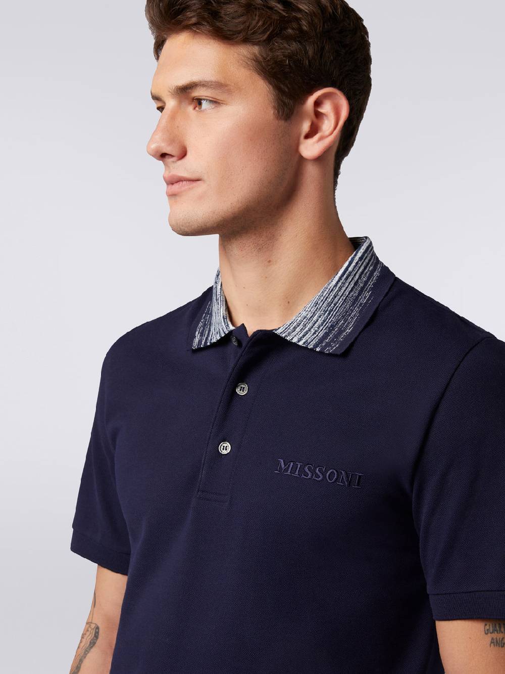 Missoni Polo in cotone con colletto fiammato e scritta logo Vendite Flash