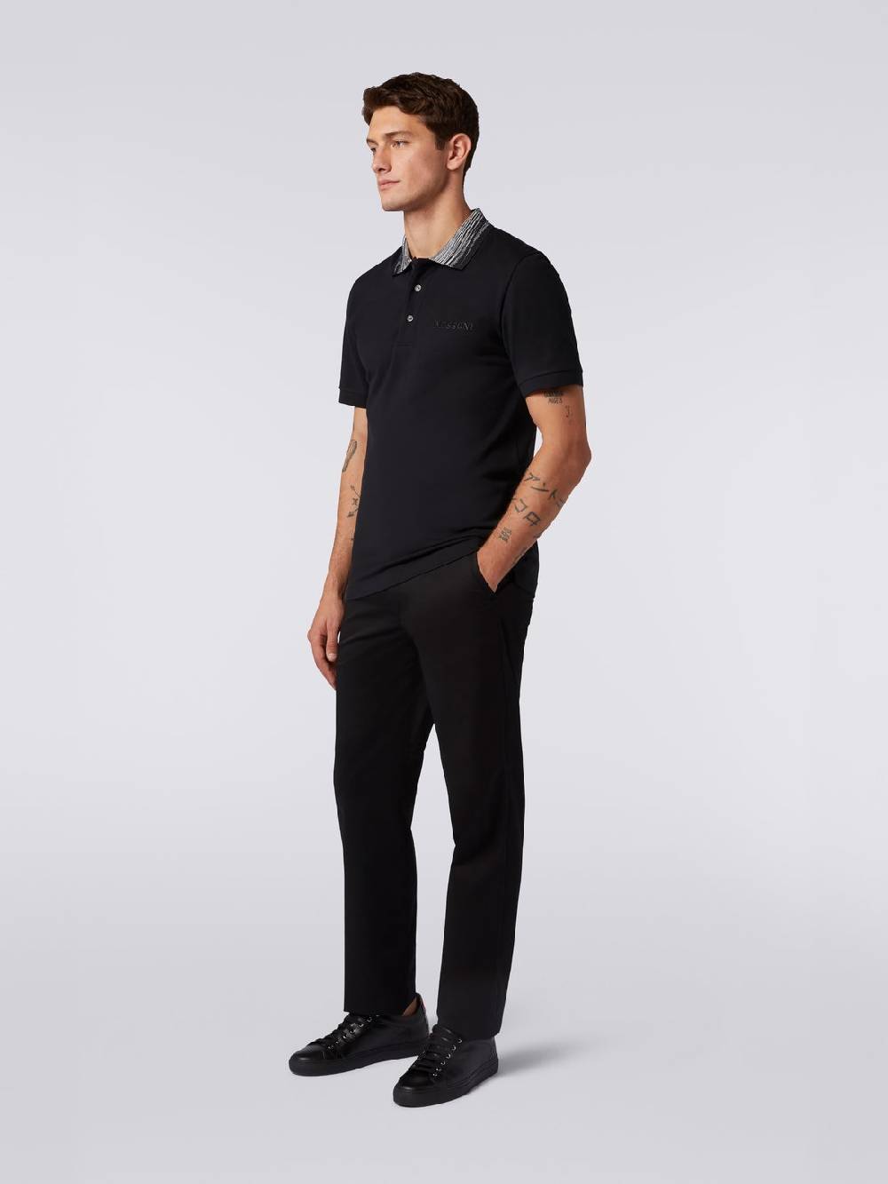 Missoni Polo in cotone con colletto fiammato e scritta logo In Saldo