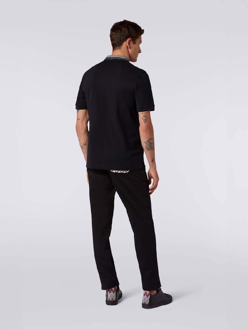 Missoni Polo in cotone con colletto fiammato e scritta logo In Saldo